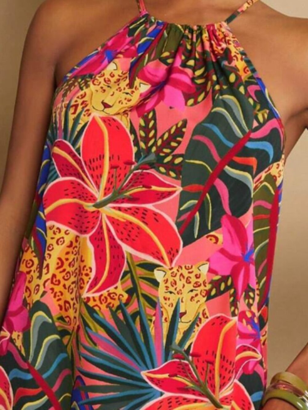 Tropical Halter Dress - Vibrant colors - Picture 2 of 7